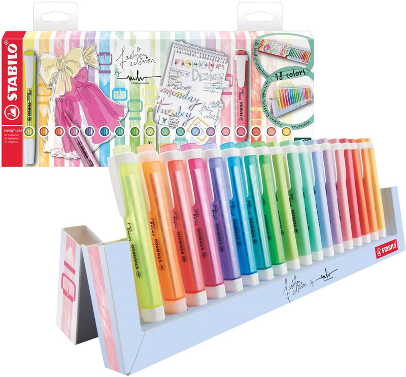 Load image into Gallery viewer, Stabilo swing cool - markeerstift - perfect voor onderweg - standaard pastel - deskset met 18 kleuren