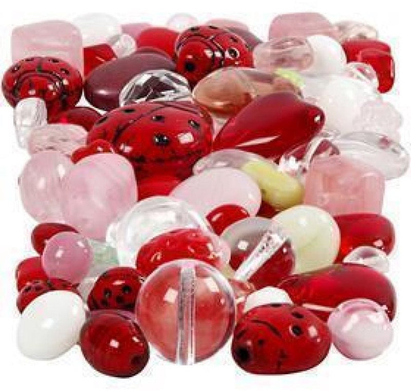 Load image into Gallery viewer, Creativ company glazen kralen divers lieveheerstbeestje, hart, blaadjes, 60 gram