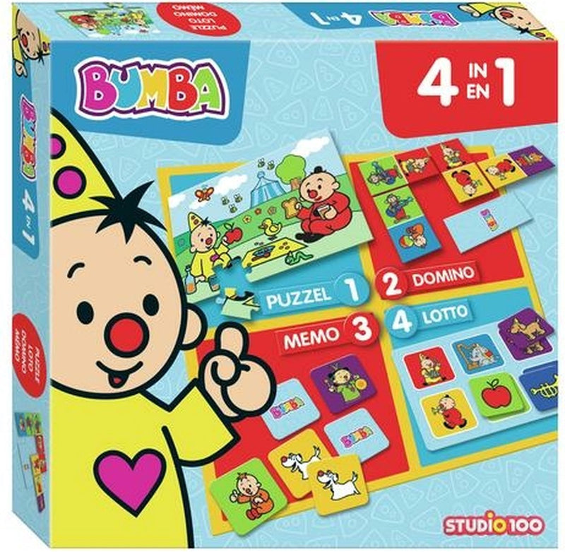 Load image into Gallery viewer, Bumba bordspel - 4 in 1 - puzzel, lotto, domino en memo