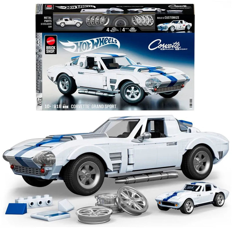 Afbeelding laden in galerijviewer, Mattel brick shop hot wheels elite serie - corvette grand sport - bouwspeelgoed - 918 onderdelen