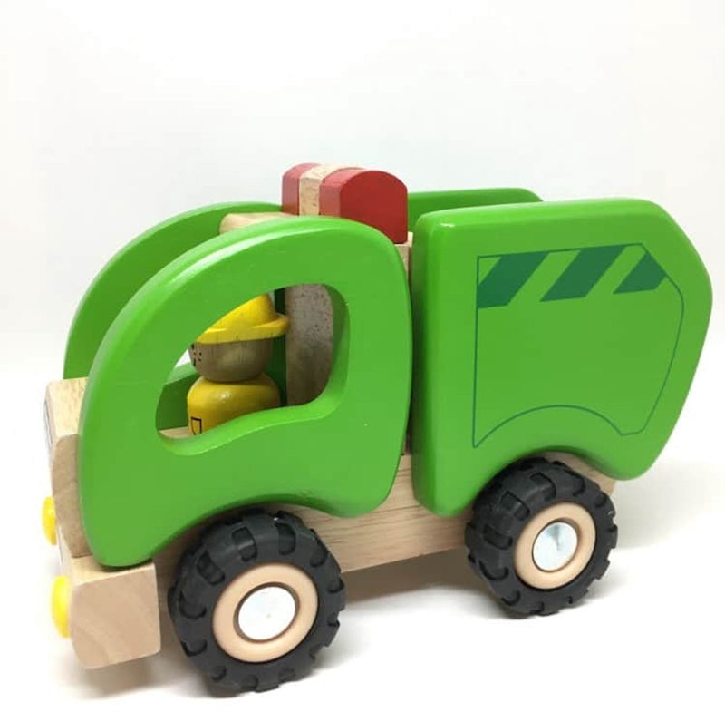 Load image into Gallery viewer, Goki houten vuilniswagen