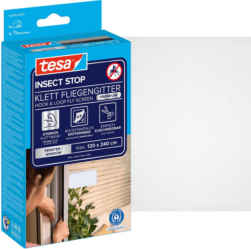 Load image into Gallery viewer, Tesa insect stop h l fly screen premium for windows - hor met sterke klittenband, verwijderbaar zonder resten, op maat snijden - 120 x 240 cm - wit (lichte privacy)