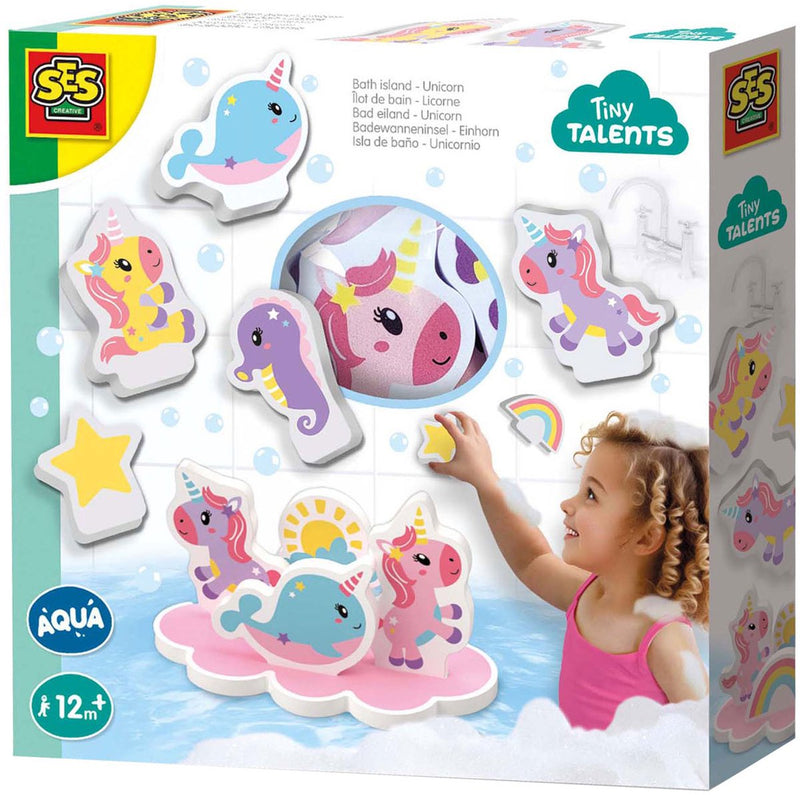 Load image into Gallery viewer, Ses creative - tiny talents - eenhoorn bad eiland - foam eenhoorns - drijvend badspeelgoed - stimuleert fantasie - creatief spelen - baby badspeelgoed - eenhoorn speelgoed