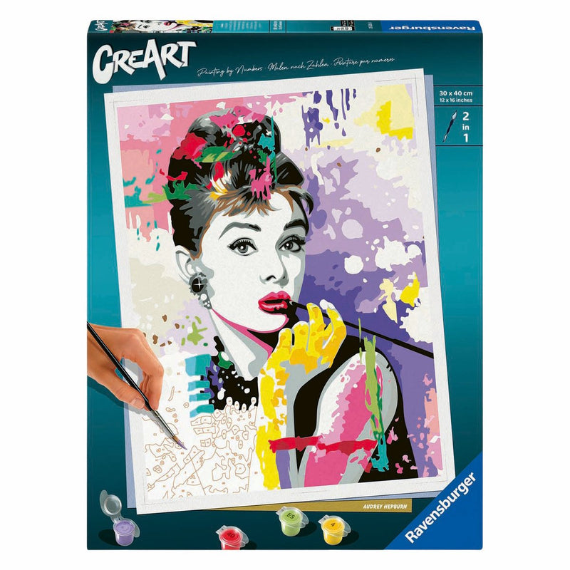 Load image into Gallery viewer, Ravensburger schilderen op nummer set - audrey hepburn canvas kunst.