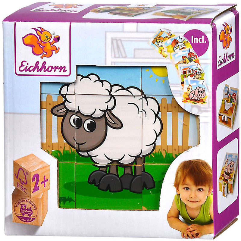 Load image into Gallery viewer, Eichhorn houten blokpuzzel boerderij fsc gecertificeerd speelgoed.