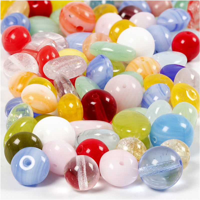 Load image into Gallery viewer, Creativ company glazen kralen divers rond, ovaal, cirkel, 60 gram