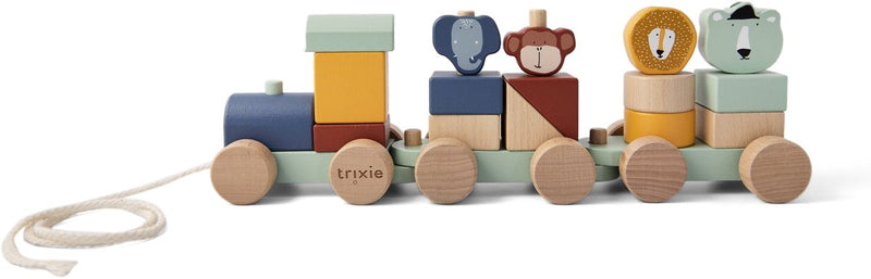 Load image into Gallery viewer, Trixie houten speelgoed - dieren trein - met bouwblokken - treinset met blokken - vanaf 1,5 jaar - voor jongens en meisjes - fsc