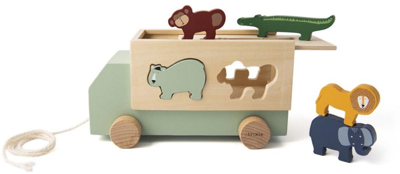 Afbeelding laden in galerijviewer, Trixie houten vormenstoof dierentruck, 6dlg.