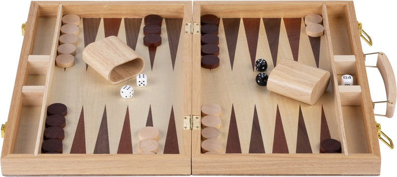 Load image into Gallery viewer, Engelhart backgammon 15 inch - hout ingelegd bord - houten koffer met handvat - luxe uitvoering -