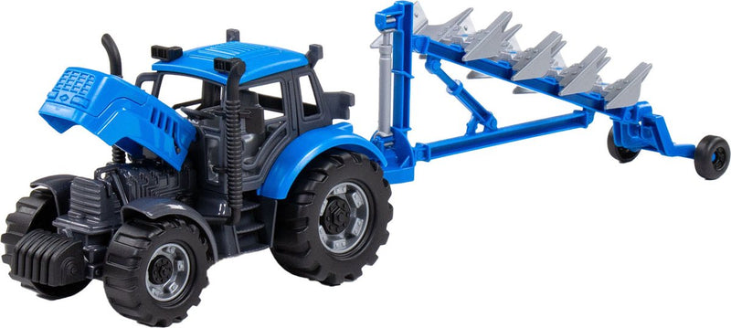 Load image into Gallery viewer, Cavallino tractor met ploeg blauw, schaal 1:32