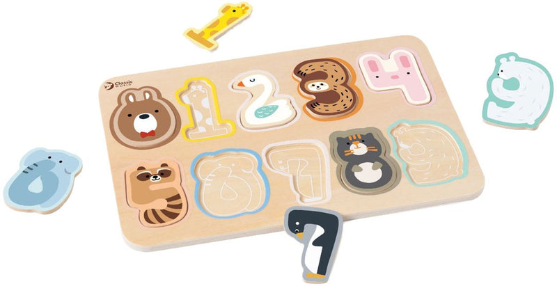 Load image into Gallery viewer, Classic world houten cijfer puzzel, 10st.