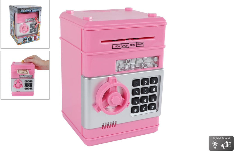 Load image into Gallery viewer, Van manen geldkluis speelgoed met geheime code roze 19,5cm.