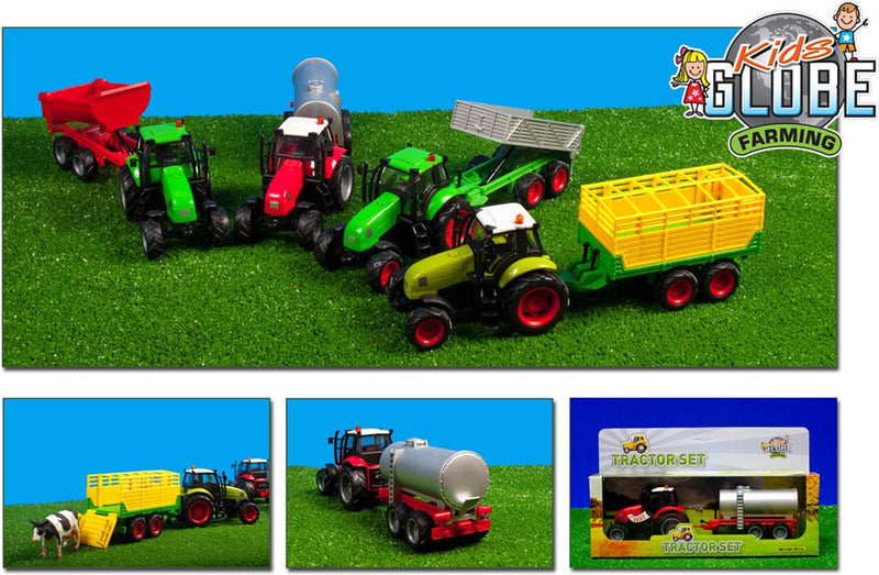 Load image into Gallery viewer, Kids globe tractor met aanhanger licht geluid 1:32