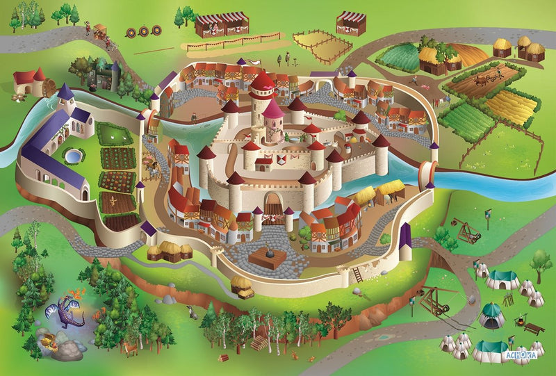 Load image into Gallery viewer, Achoka speelkleed kasteel middeleeuwen, 100x150cm