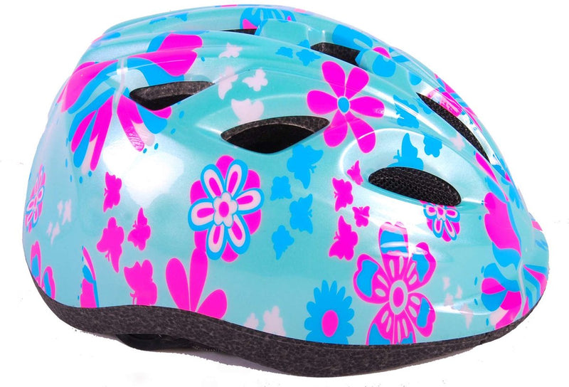Load image into Gallery viewer, Volare kinder fietshelm - xs - blauw roze bloemetjes - 47-51 cm - extra klein model