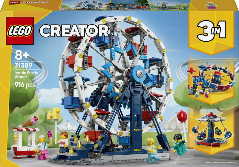 Afbeelding laden in galerijviewer, Lego creator 3in1 klassiek reuzenrad, ufo-attractie en zweefmolen speelgoed voor kinderen 31389