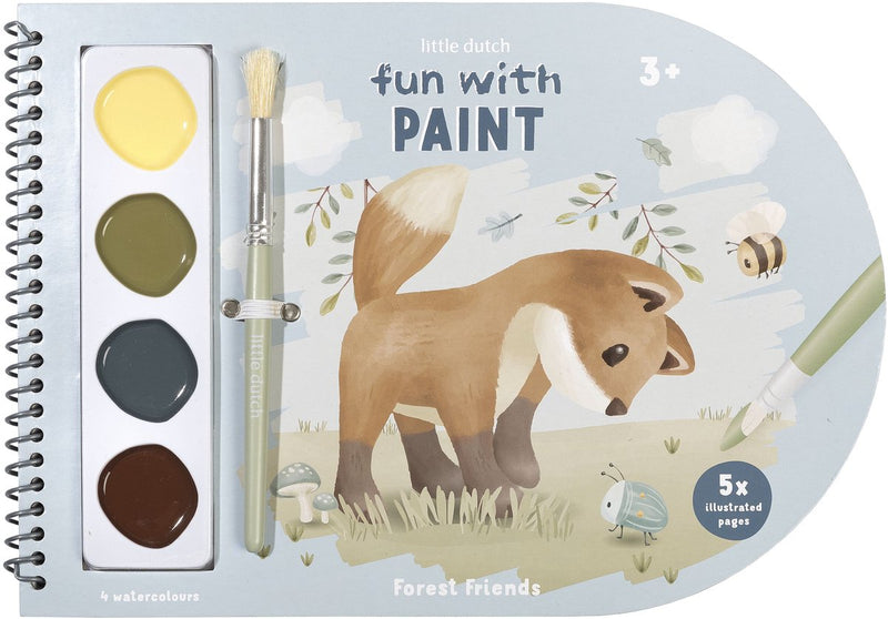 Load image into Gallery viewer, Little dutch verfboek forest friends - knutselboek tekenen en schilderen, incl kwast en 4 kleuren verf - peuter kleuter - vakantieboek - speelgoed 3 jaar