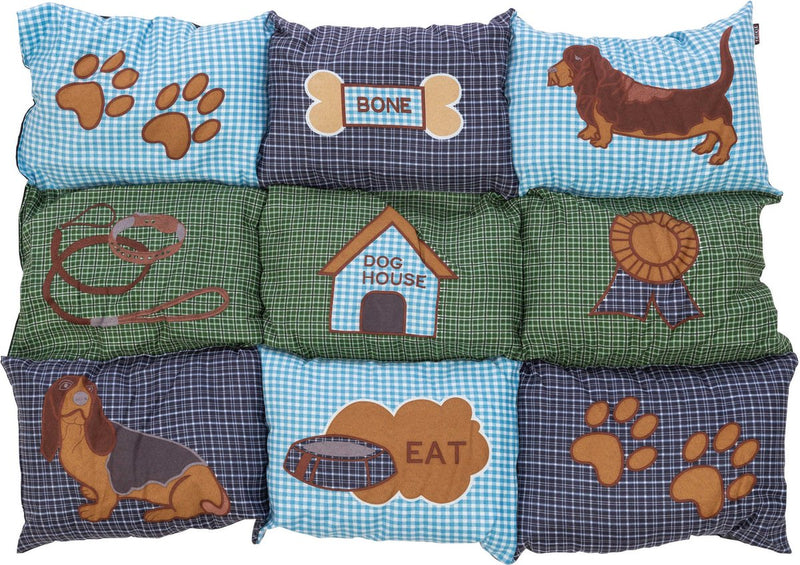 Afbeelding laden in galerijviewer, Trixie hondenkussen patchwork blauw groen