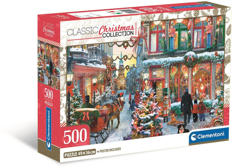 Load image into Gallery viewer, Clementoni legpuzzel kerst puzzel 500 stukjes besneeuwd dorp poster.