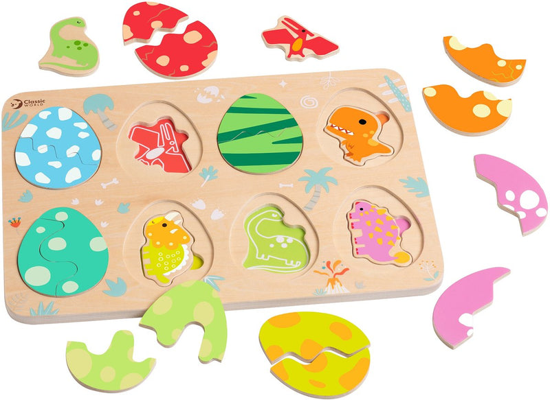 Load image into Gallery viewer, Classic world houten puzzel dinosaurus educatief speelgoed 25 stukjes.