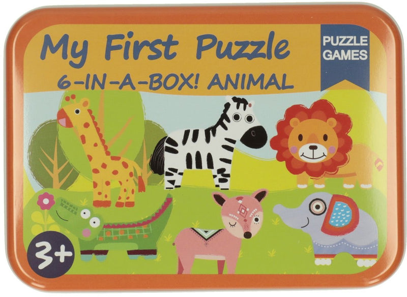 Load image into Gallery viewer, Lobbes speelgoed bv mijn eerste 6 puzzels in blik - wilde dieren