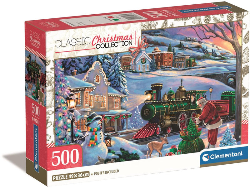 Afbeelding laden in galerijviewer, Clementoni – puzzel – 500 stukjes – kersttrein - kersttafereel – puzzel voor volwassenen