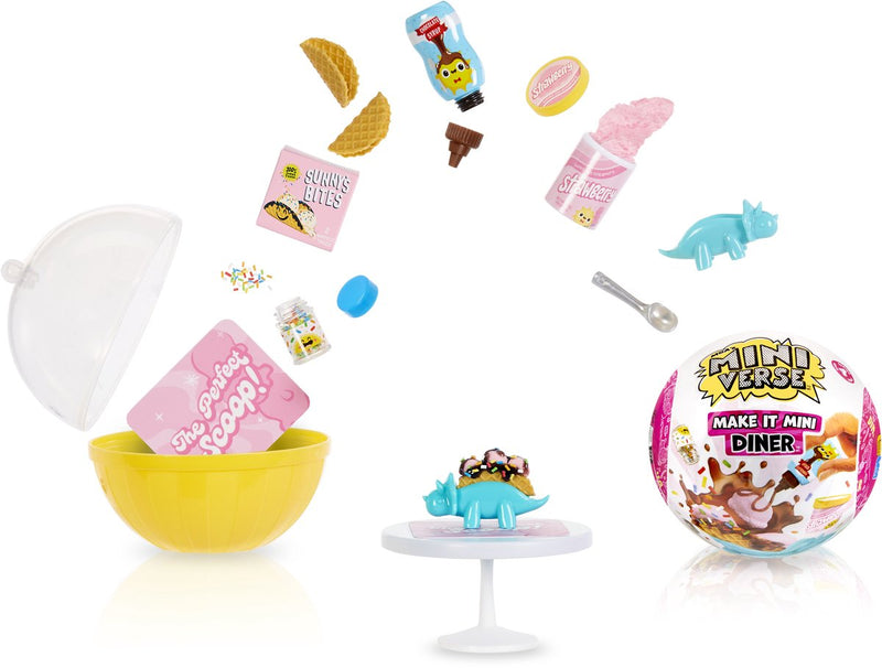 Afbeelding laden in galerijviewer, Miniverse make it mini foods: diner series 4 - knutselset - miniaturen maken - hapjes en drankjes - inclusief tafeltje