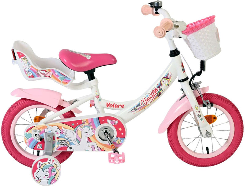 Afbeelding laden in galerijviewer, Volare unicorn kinderfiets - meisjes - 12 inch - wit