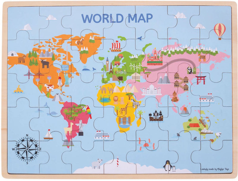 Load image into Gallery viewer, Bigjigs wereldkaart puzzel.