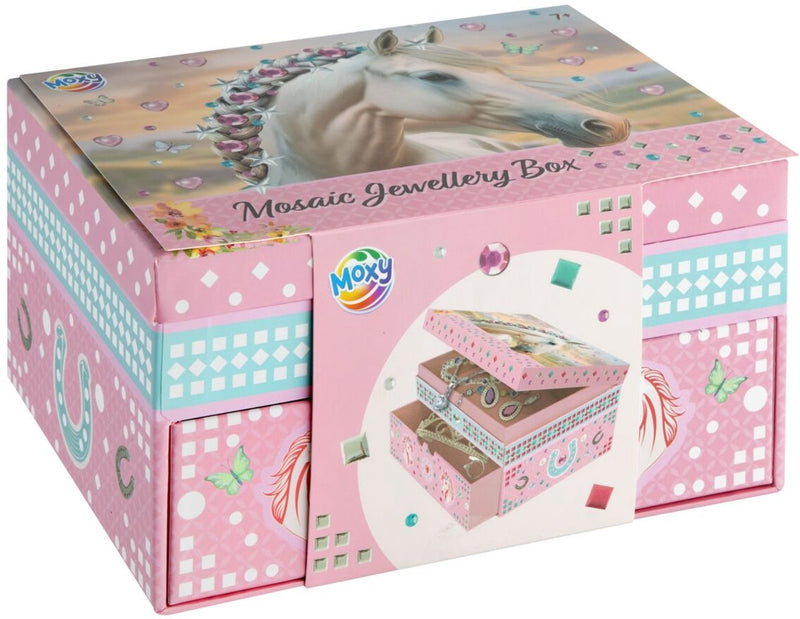 Load image into Gallery viewer, Moxy paarden juwelendoos mozaiek versieren - knutselset sieradendoos - creatief speelgoed meisjes vanaf 3 jaar - cadeautip home deco
