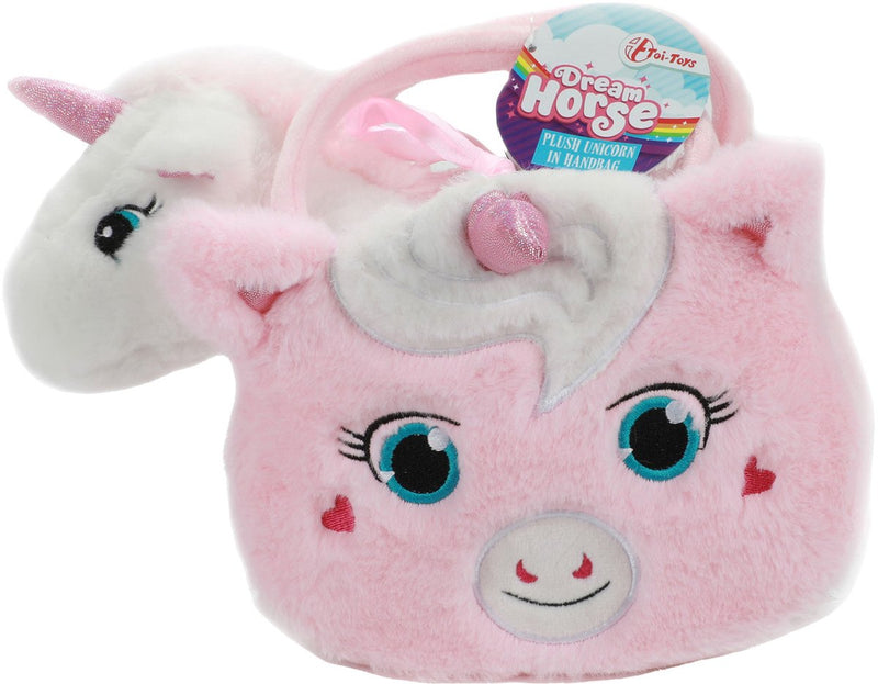 Afbeelding laden in galerijviewer, Toi-toys toi toys dream horse pluche eenhoorn in eenhoorntas 10x27x25cm
