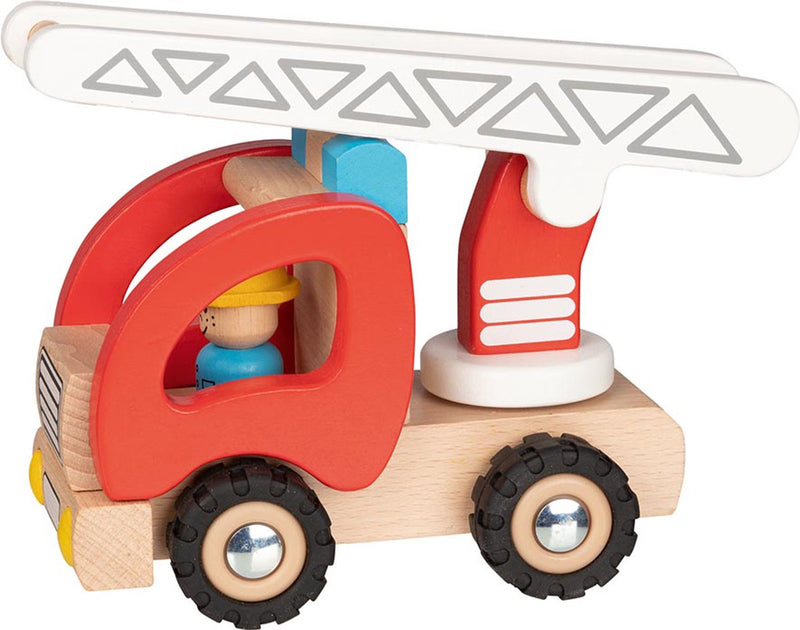 Load image into Gallery viewer, Goki houten brandweer ladderwagen