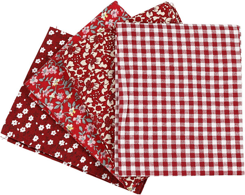 Afbeelding laden in galerijviewer, Creativ company patchwork stof rood 45x55cm, 4st.