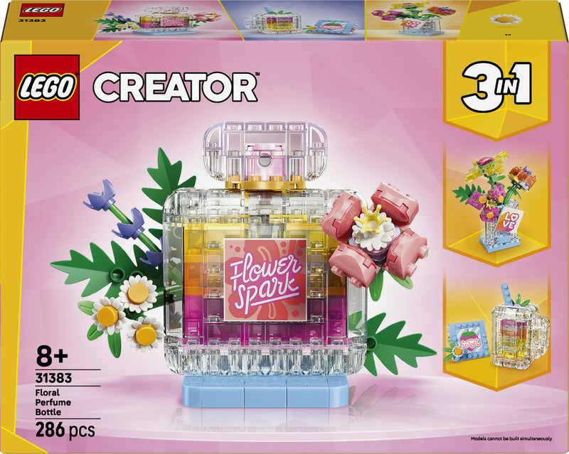 Afbeelding laden in galerijviewer, Lego creator 3in1 parfumfles met bloemen speelgoed voor kinderen en kinderkamer decoratie 31383