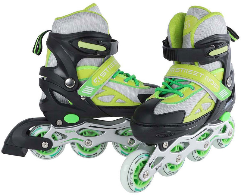 Load image into Gallery viewer, Street rider inline skeelers groen zwart verstelbaar, maat 37-40