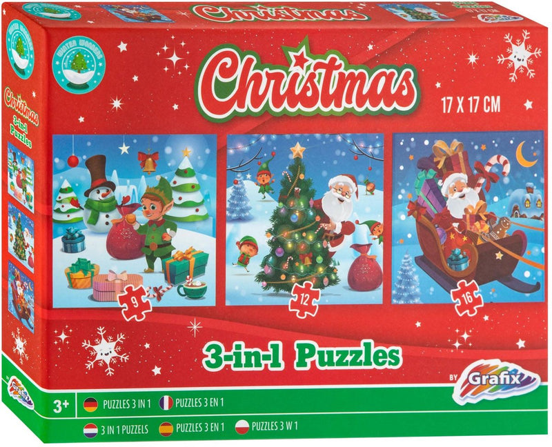 Load image into Gallery viewer, Grafix kerst 3-in-1 puzzel