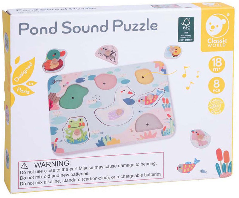 Load image into Gallery viewer, Classic world houten puzzel poel geluid educatief speelgoed.