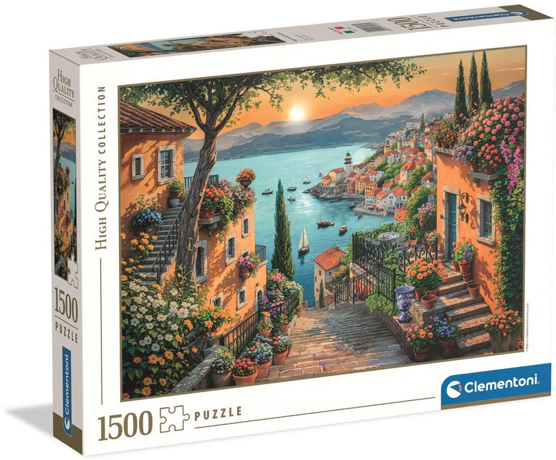 Afbeelding laden in galerijviewer, Clementoni legpuzzel kunst trappetje naar de haven, 1500st.