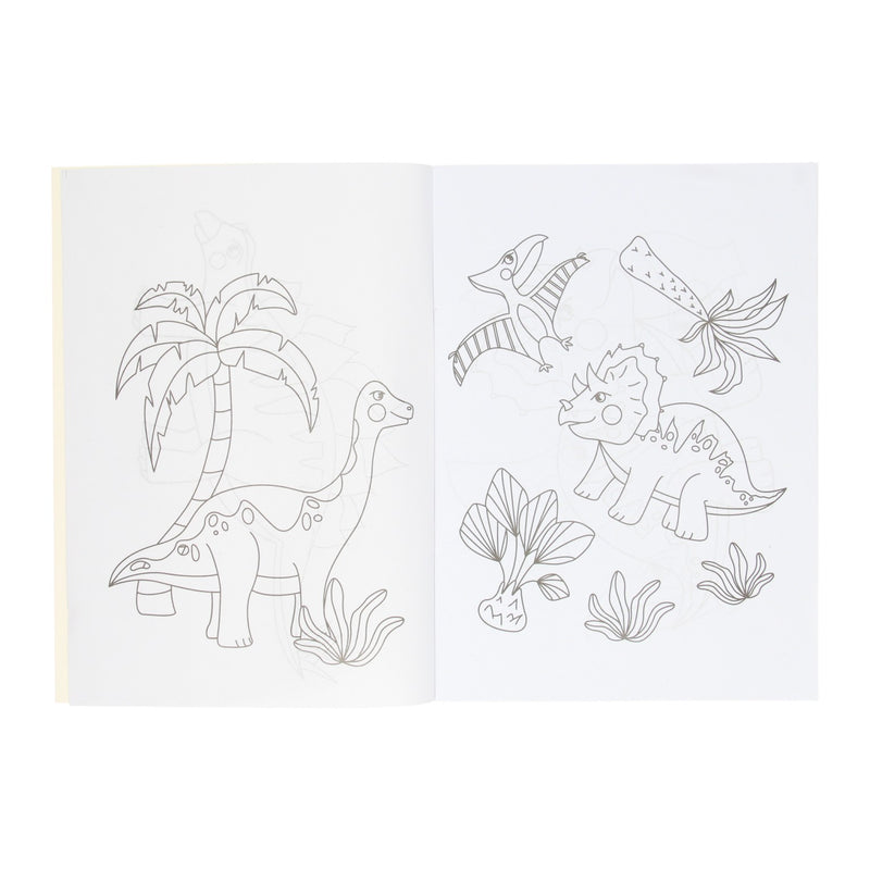 Load image into Gallery viewer, Duckiez kleurboek met stickervel dinosaurus