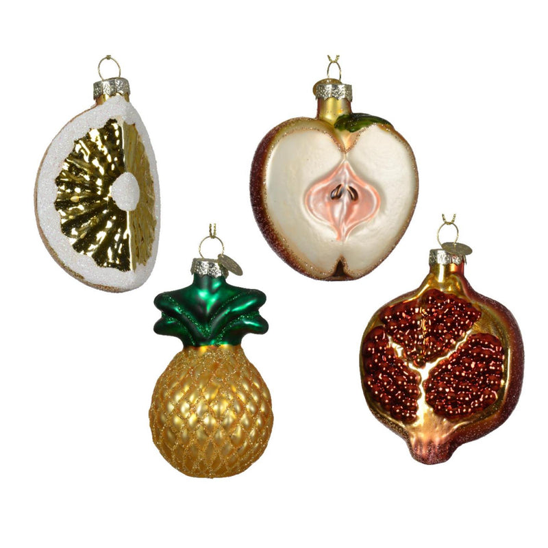 Afbeelding laden in galerijviewer, Decoris kersthanger fruit glas ananas granaatappel appel peer 5x7cm