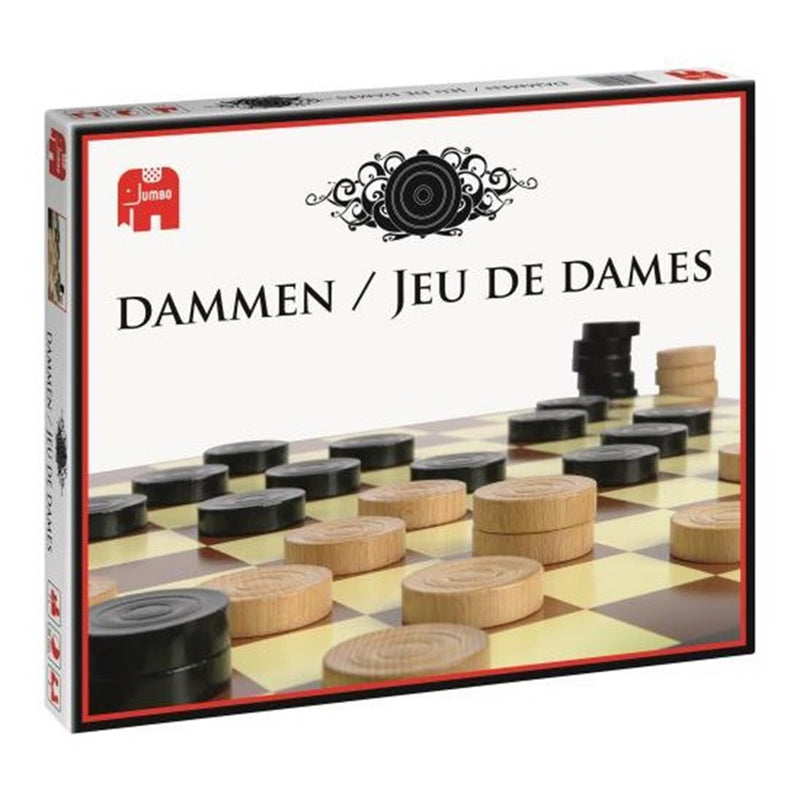 Load image into Gallery viewer, Jumbo dammen 1 kartonnen dambord met 40 houten schijven