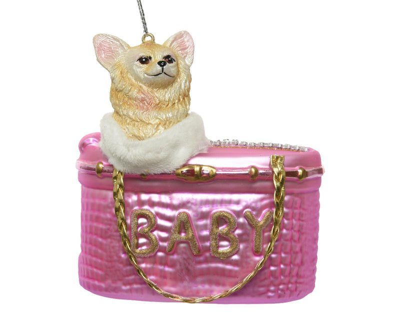 Load image into Gallery viewer, Decoris kerst ornament hond in tas 10x5,5cm