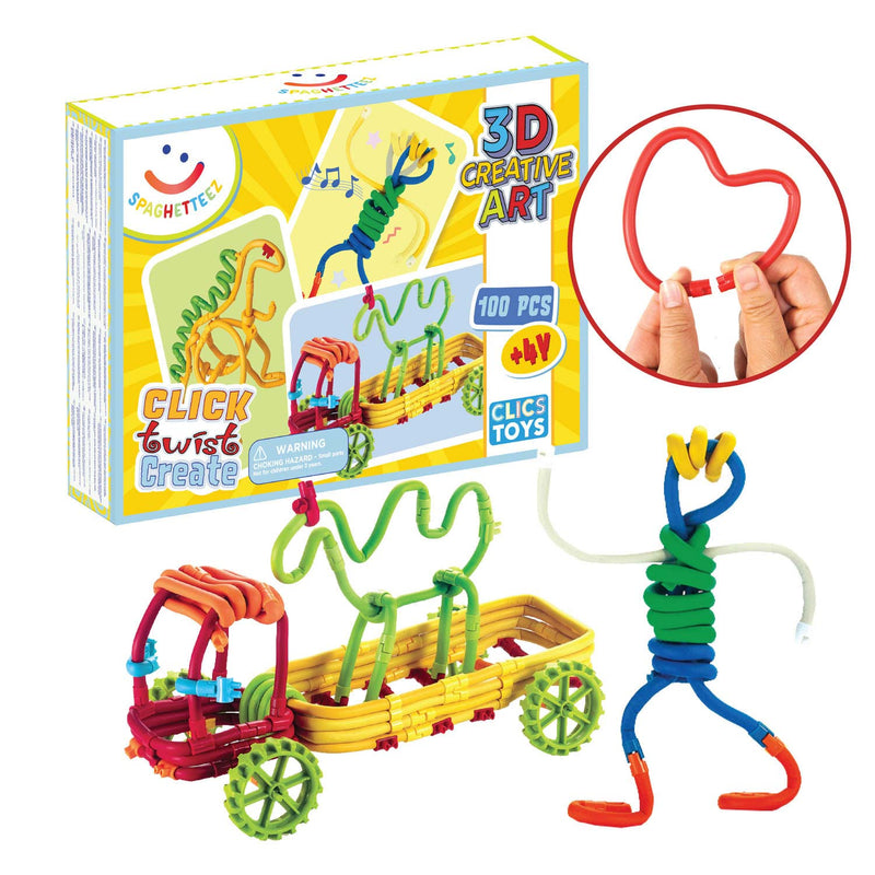 Load image into Gallery viewer, Clics Spaghetteez 3D Art Flexibele Bouwstaafjes, 100dlg.