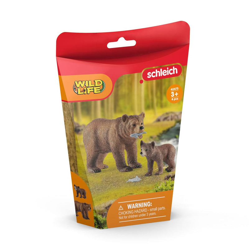 Load image into Gallery viewer, Schleich WILD LIFE Vrouwelijke Grizzlybeer met Grizzlybeertje 42473