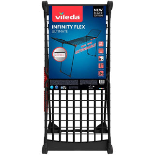 Load image into Gallery viewer, Vileda infinity flex ultimate droogrek (black edition) - tafel droogrek - 30 m drooglengte - telescopisch uittrekbaar centraal plateau - hoge vleugels