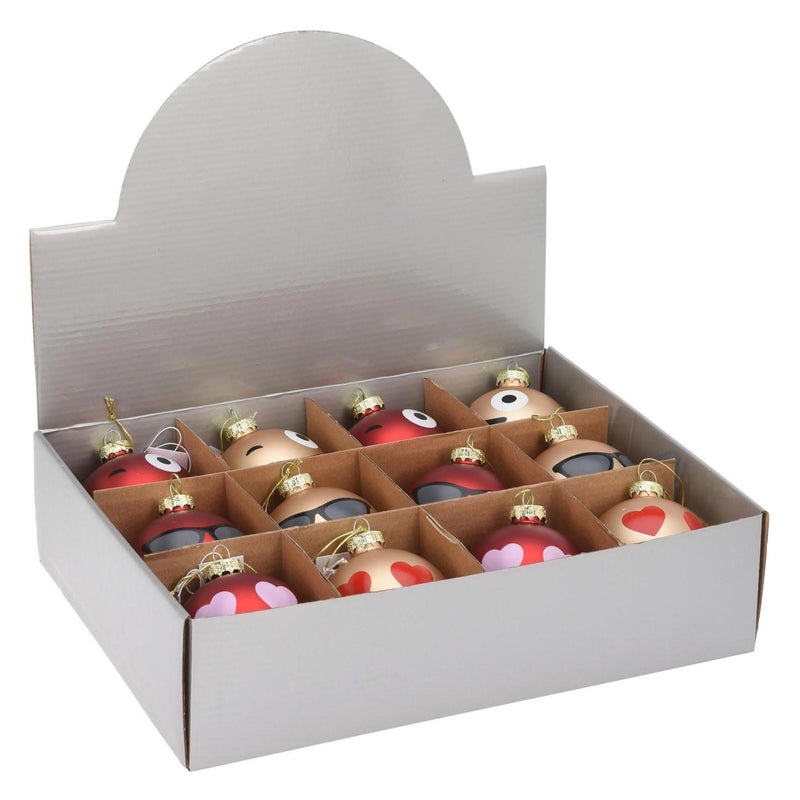 Load image into Gallery viewer, Kerstbal Glas Lachgezicht, 12st.