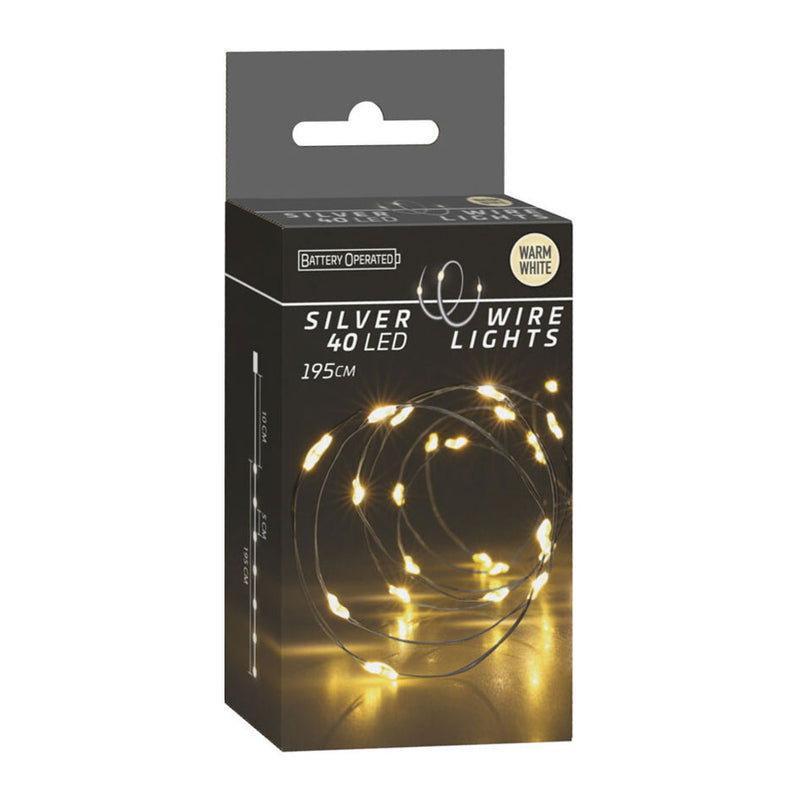 Afbeelding laden in galerijviewer, Zilverdraad 40led warm white, 195cm