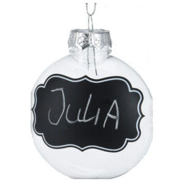 Afbeelding laden in galerijviewer, Transparante kerstballen met krijtlabels, 4st.