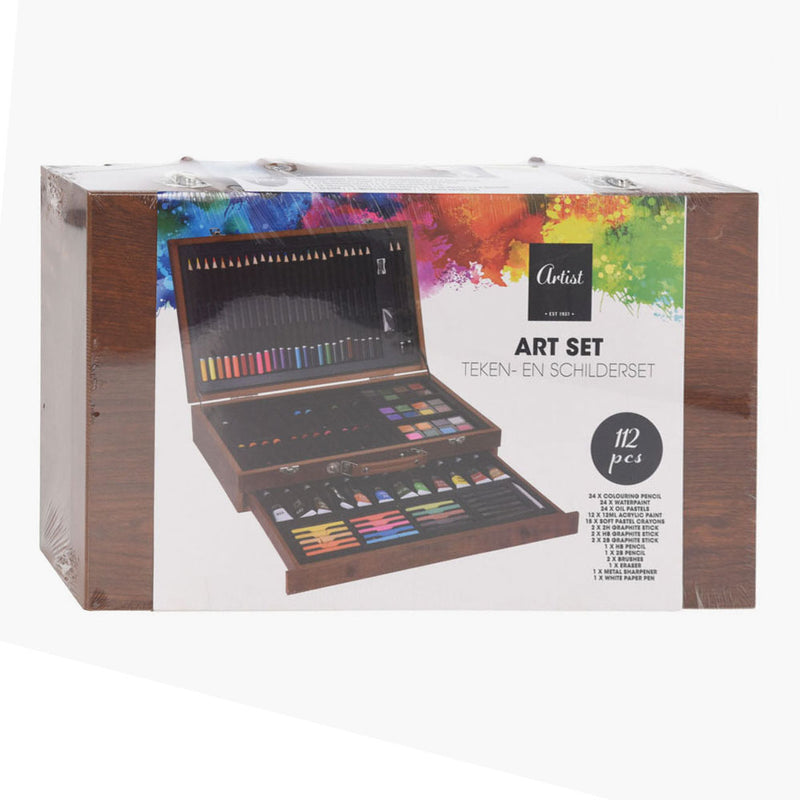 Load image into Gallery viewer, Schilder- en tekenset in houten koffer - 112dlg.
