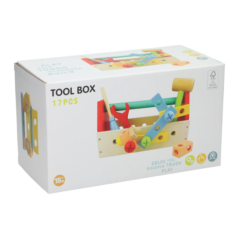 Afbeelding laden in galerijviewer, Houten gereedschapskist voor kinderen - 25x12x14cm